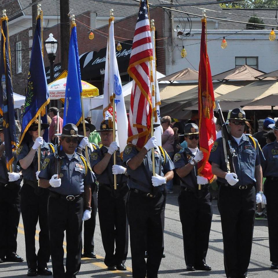 United States Army in Parade with flags